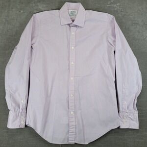 TM Lewin Mens Slim Fit Pink Blue Check Dress Shirt 15 34 Fine Shirtmakers Cotton